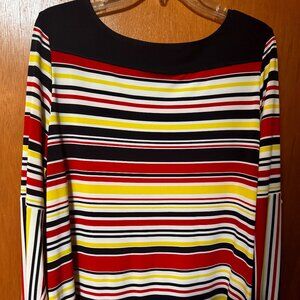 Tommy Hilfiger Women's XXL Stretch Pullover Stripped Top Long Sleeves
